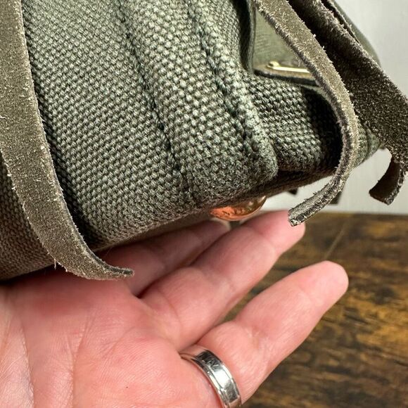 Prada Canapa Fringed Tote Bag Olive Green - Picture 13 of 16